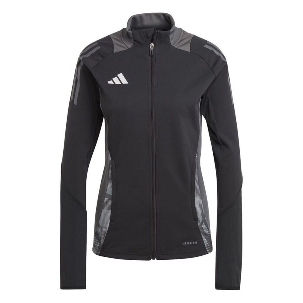 Adidas Womens/Ladies Tiro 24 Funnel Neck  Athletic Track Top / Black/Dark Grey